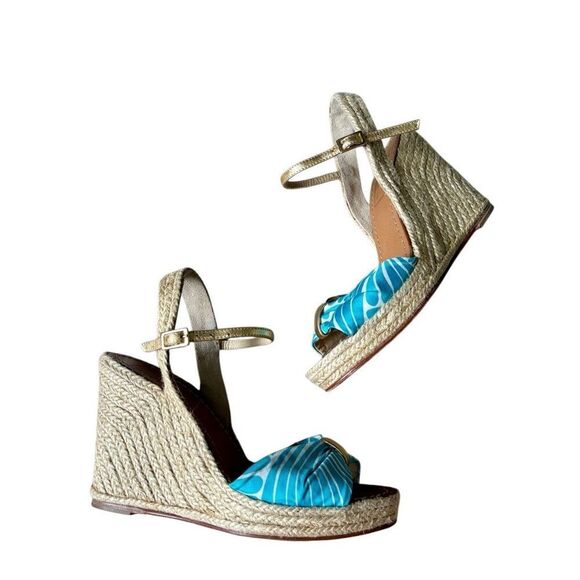 Kade Spade New York Florence Broadhurst Wedge Sandals size 8.5 Espadrille Open T - Picture 1 of 12